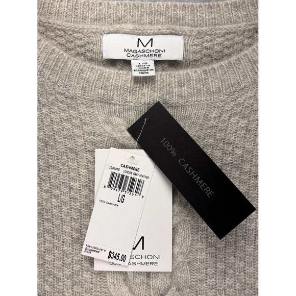 NWT Magaschoni Soft Cashmere Cable Knit Sweater in London Grey MSRP $345 Luxury - Picture 5 of 12